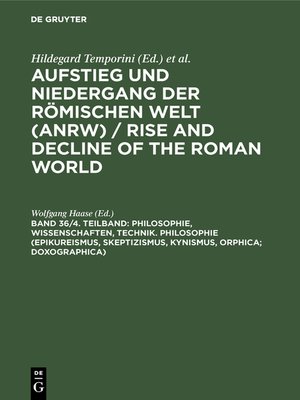 cover image of Philosophie, Wissenschaften, Technik. Philosophie (Epikureismus, Skeptizismus, Kynismus, Orphica; Doxographica)